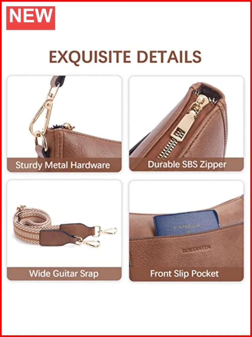 Crossbody Bag for Women Vegan Leather Guitar Strap Purse